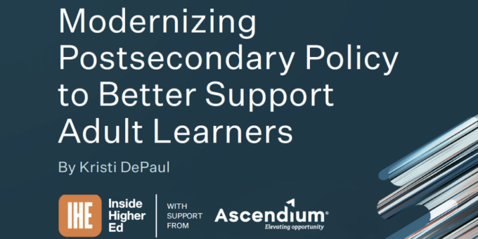 Cover of report titled "Modernizing Postsecondary Policy to Better Support Adult Learners"